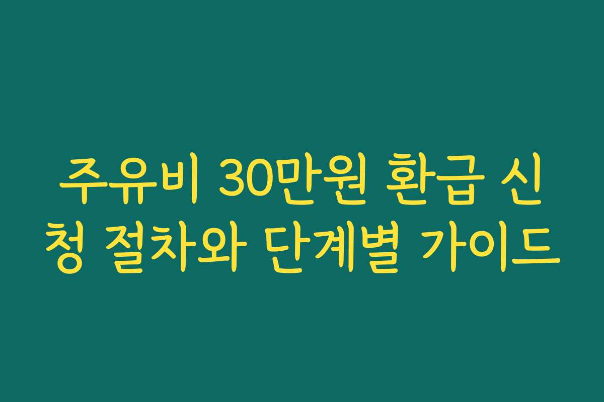 주유비 30만원 환급 신청 절차와 단계별 가이드