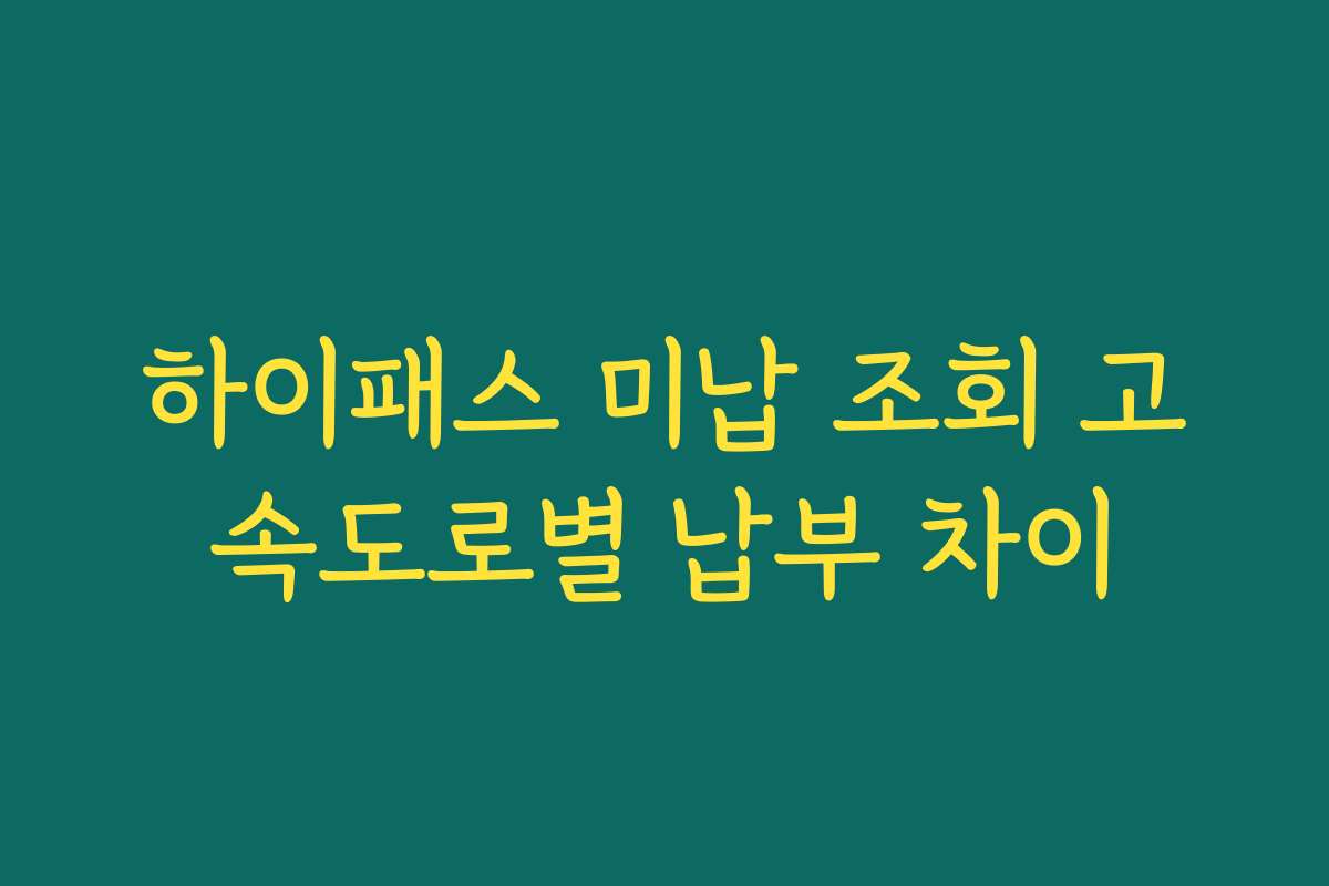 하이패스 미납 조회 고속도로별 납부 차이