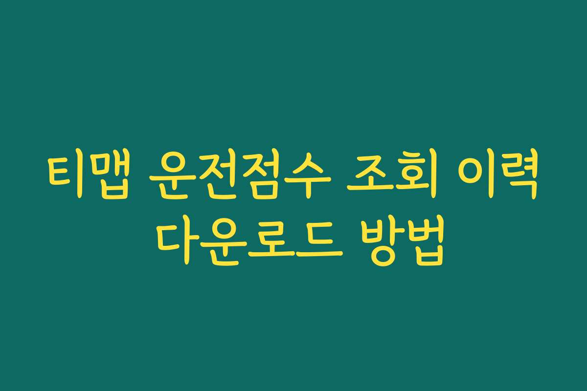 티맵 운전점수 조회 이력 다운로드 방법