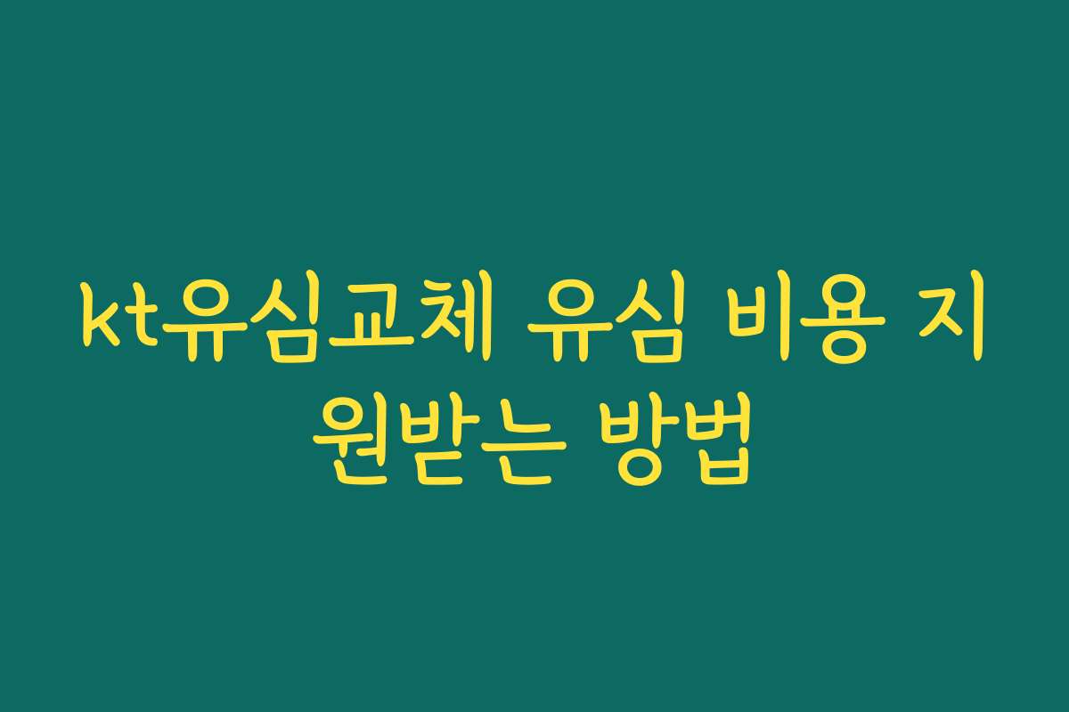kt유심교체 유심 비용 지원받는 방법