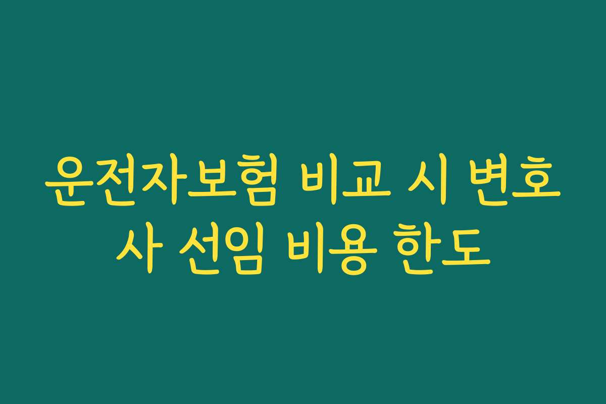 운전자보험 비교 시 변호사 선임 비용 한도