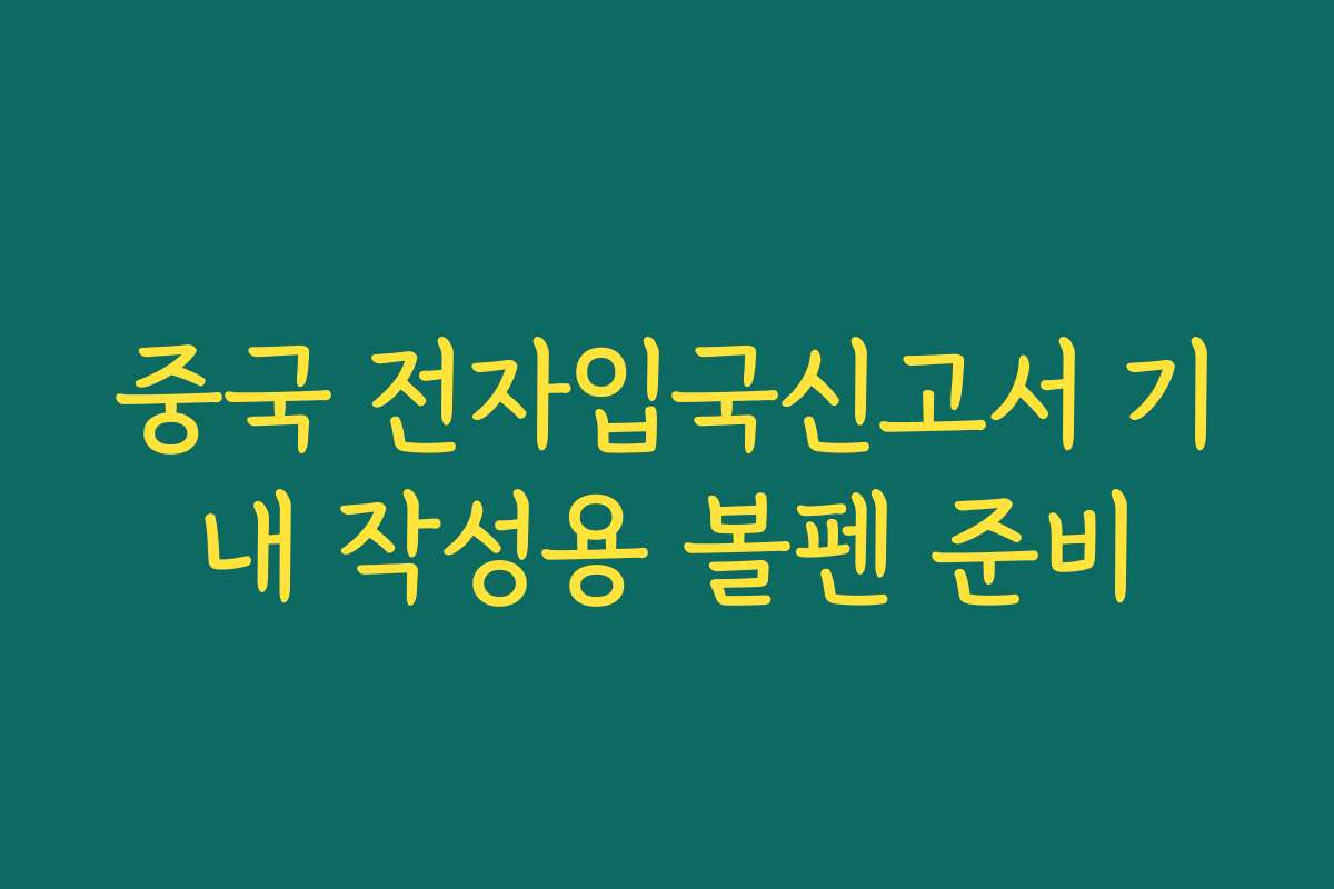 중국 전자입국신고서 기내 작성용 볼펜 준비
