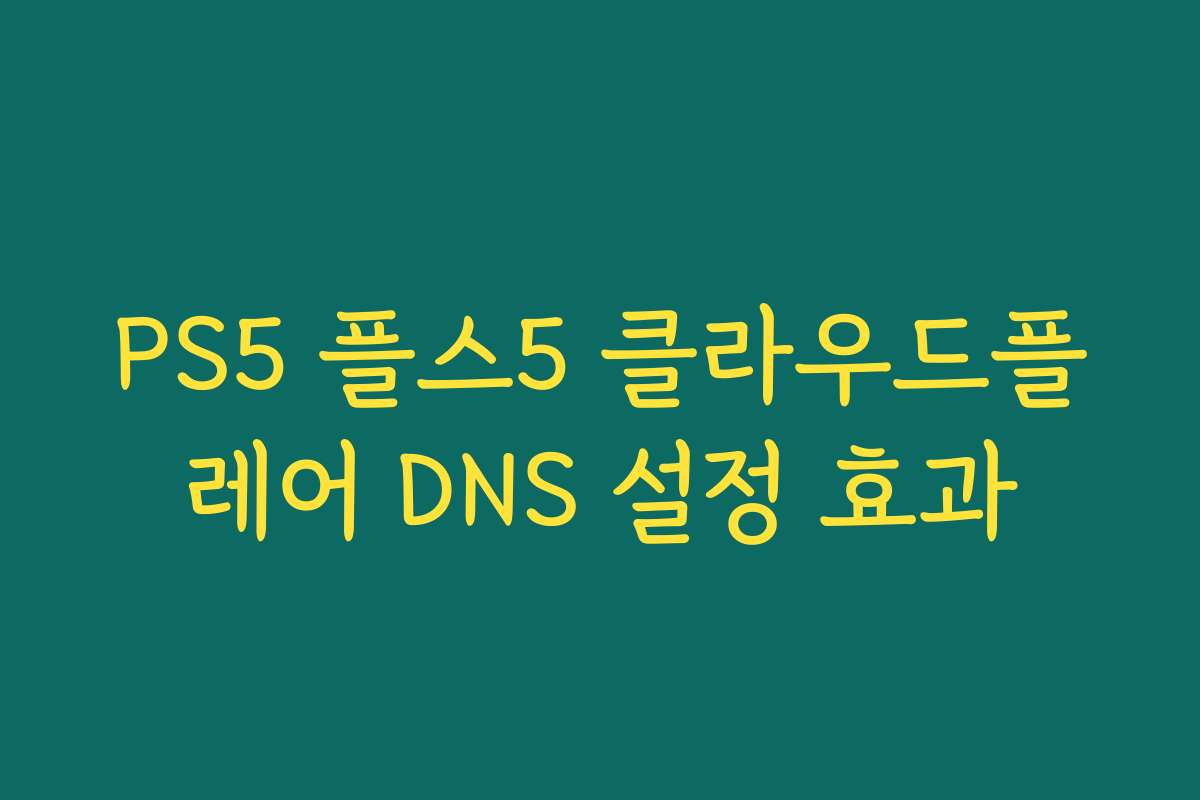 PS5 플스5 클라우드플레어 DNS 설정 효과