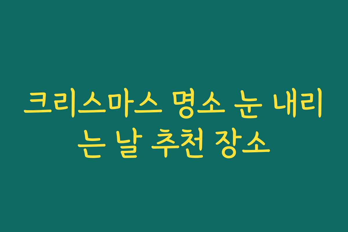 크리스마스 명소 눈 내리는 날 추천 장소