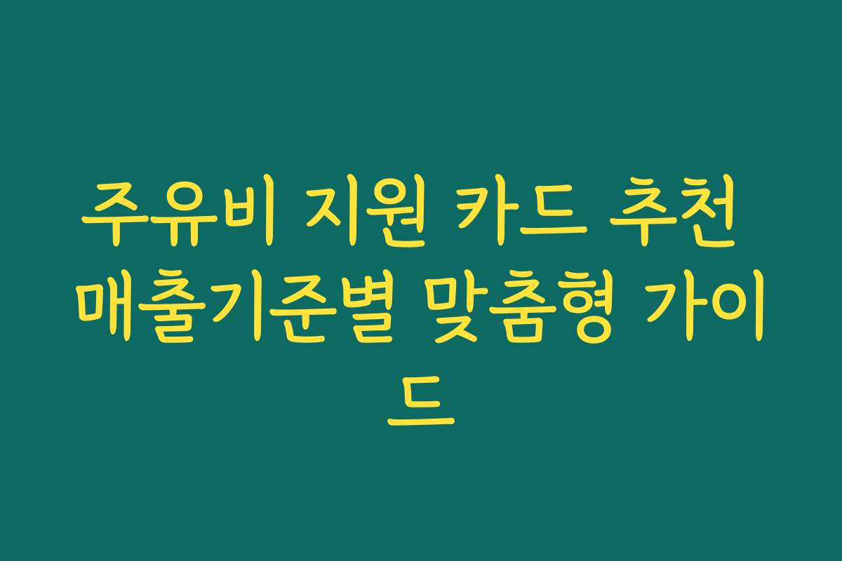 주유비 지원 카드 추천 매출기준별 맞춤형 가이드