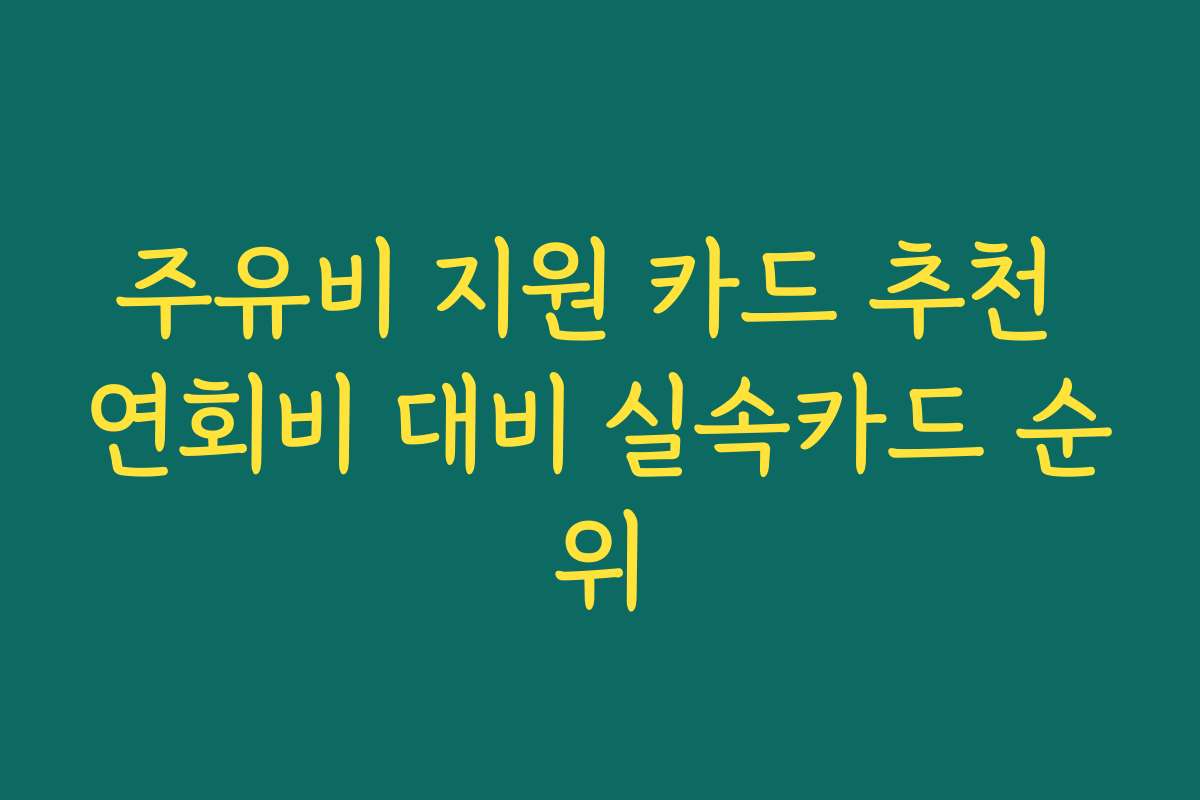 주유비 지원 카드 추천 연회비 대비 실속카드 순위