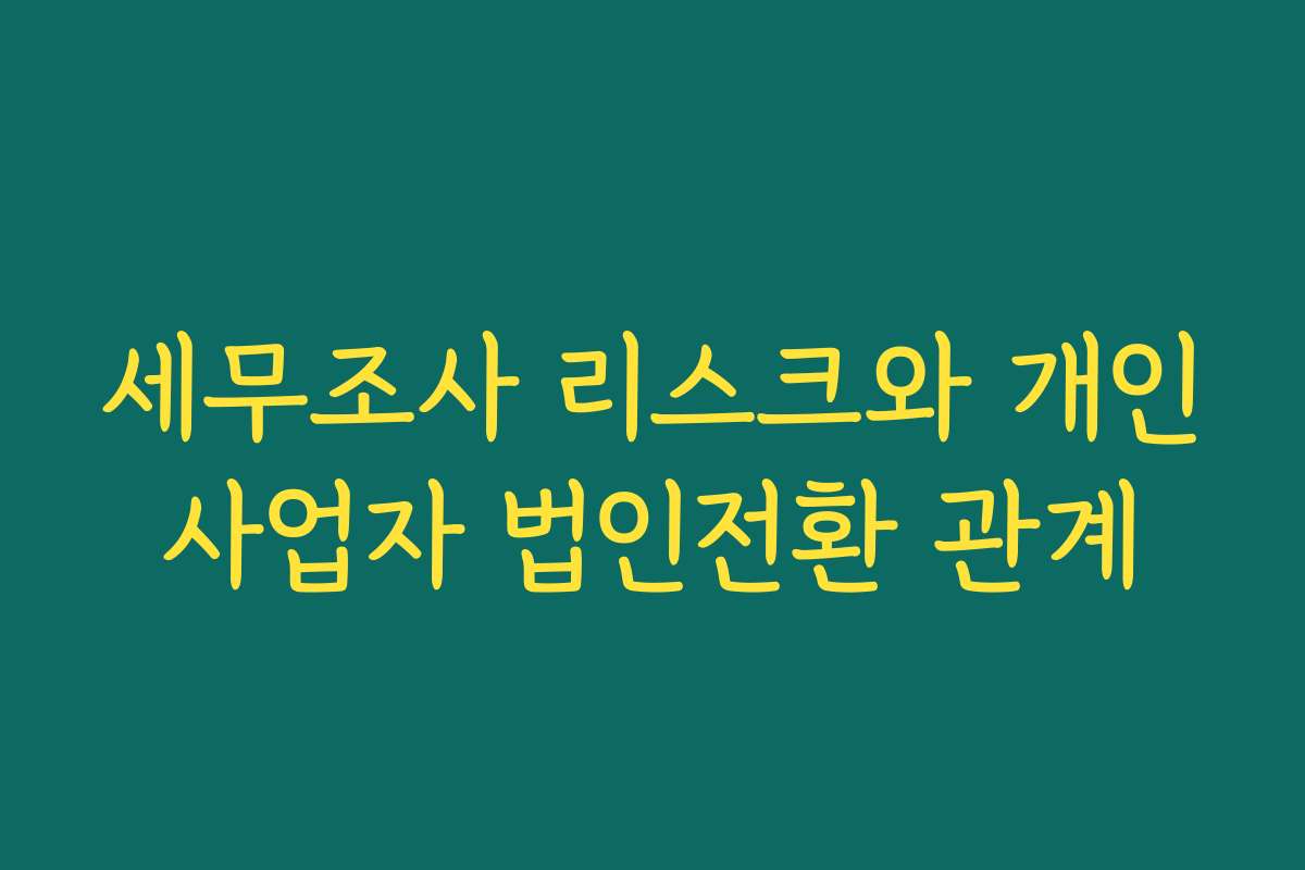 세무조사 리스크와 개인사업자 법인전환 관계