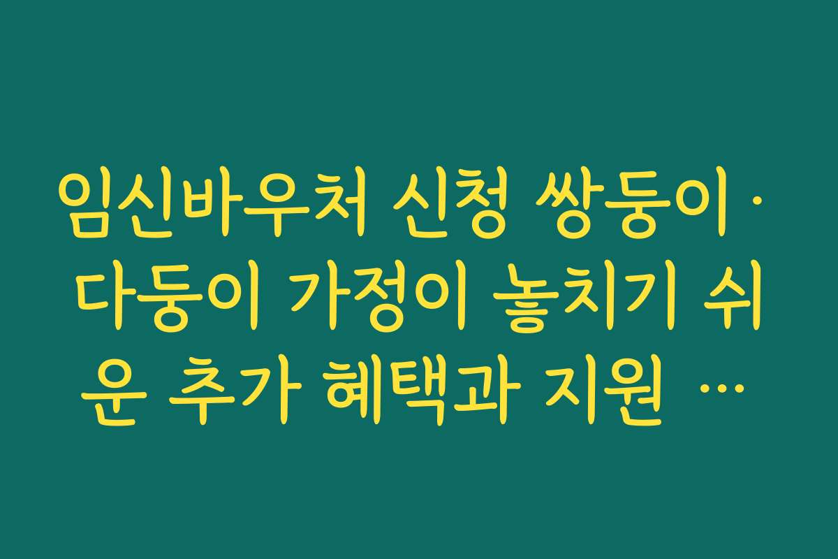 임신바우처 신청 쌍둥이·다둥이 가정이 놓치기 쉬운 추가 혜택과 지원 조건 정리