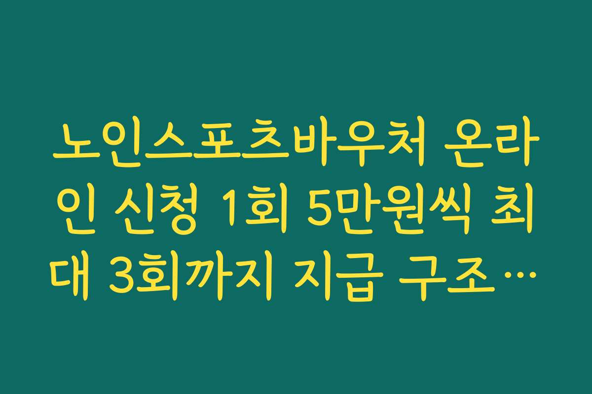 노인스포츠바우처 온라인 신청 1회 5만원씩 최대 3회까지 지급 구조와 총 지원 금액 정리