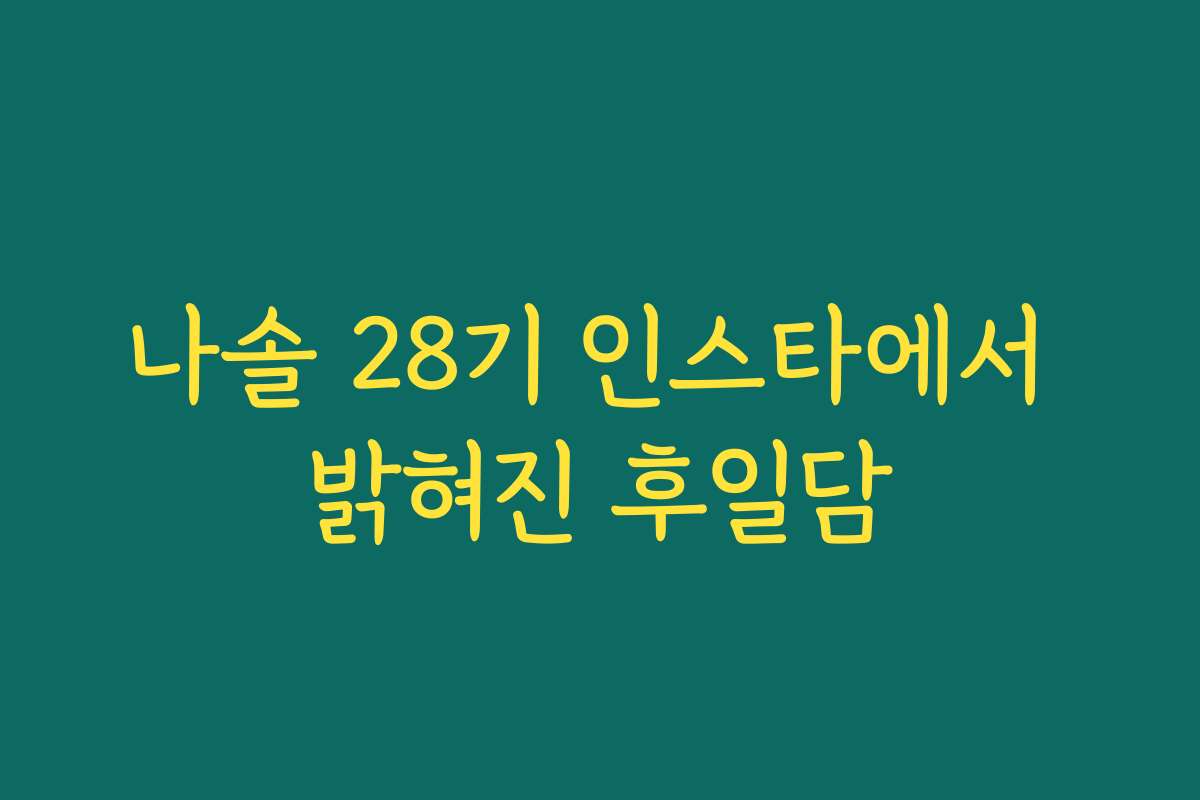 나솔 28기 인스타에서 밝혀진 후일담 나솔 28기 인스타에서 밝혀진 후일담