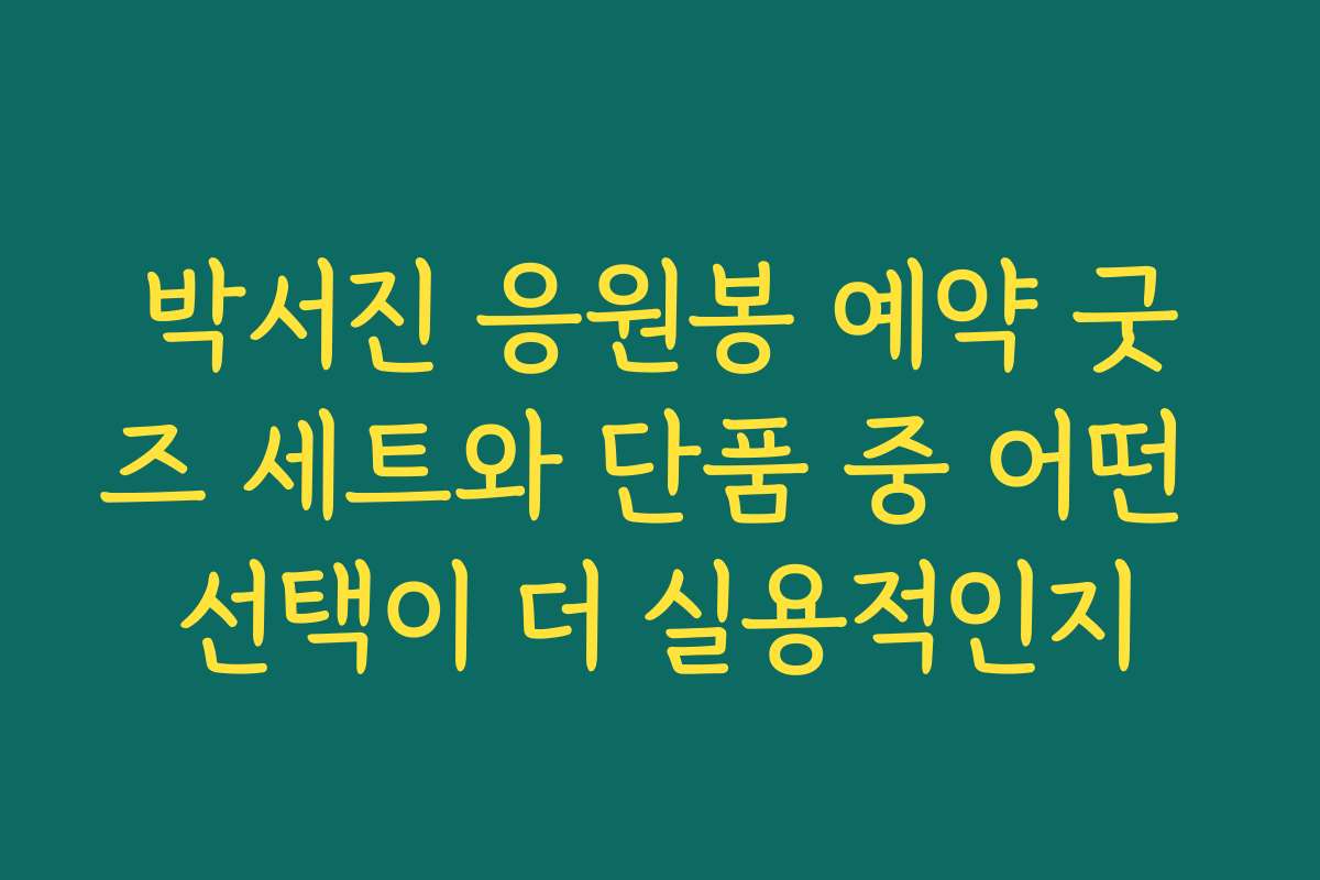 박서진 응원봉 예약 굿즈 세트와 단품 중 어떤 선택이 더 실용적인지
