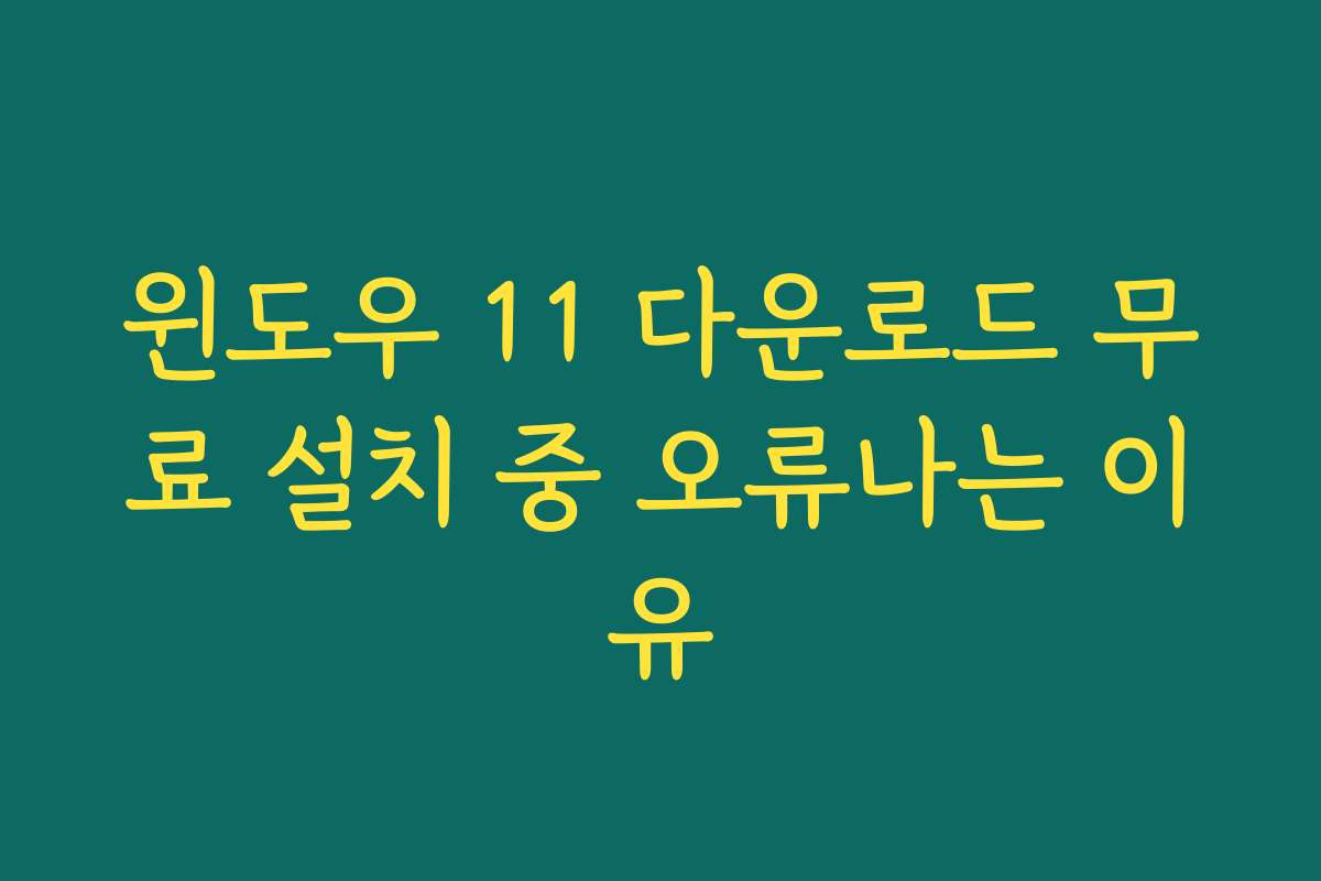 윈도우 11 다운로드 무료 설치 중 오류나는 이유
