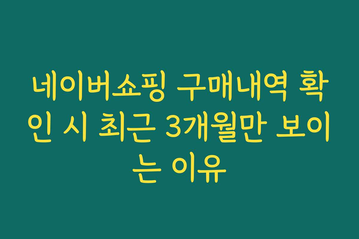 네이버쇼핑 구매내역 확인 시 최근 3개월만 보이는 이유