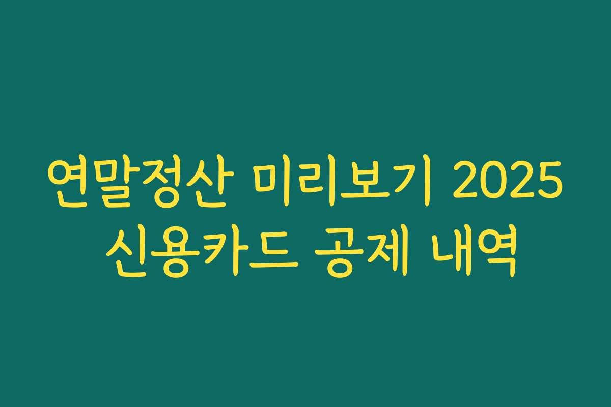 연말정산 미리보기 2025 신용카드 공제 내역