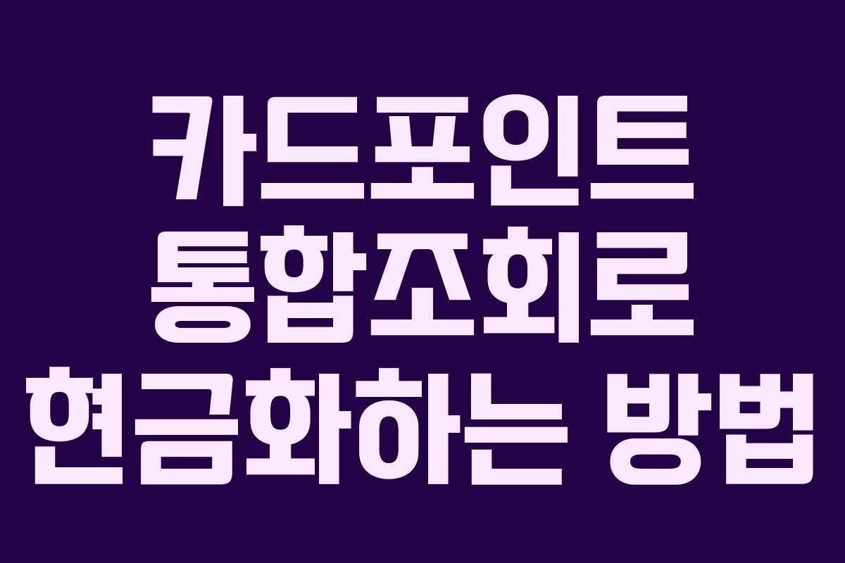 카드포인트 통합조회로 현금화하는 방법 카드포인트 통합조회로 현금화하는 방법
