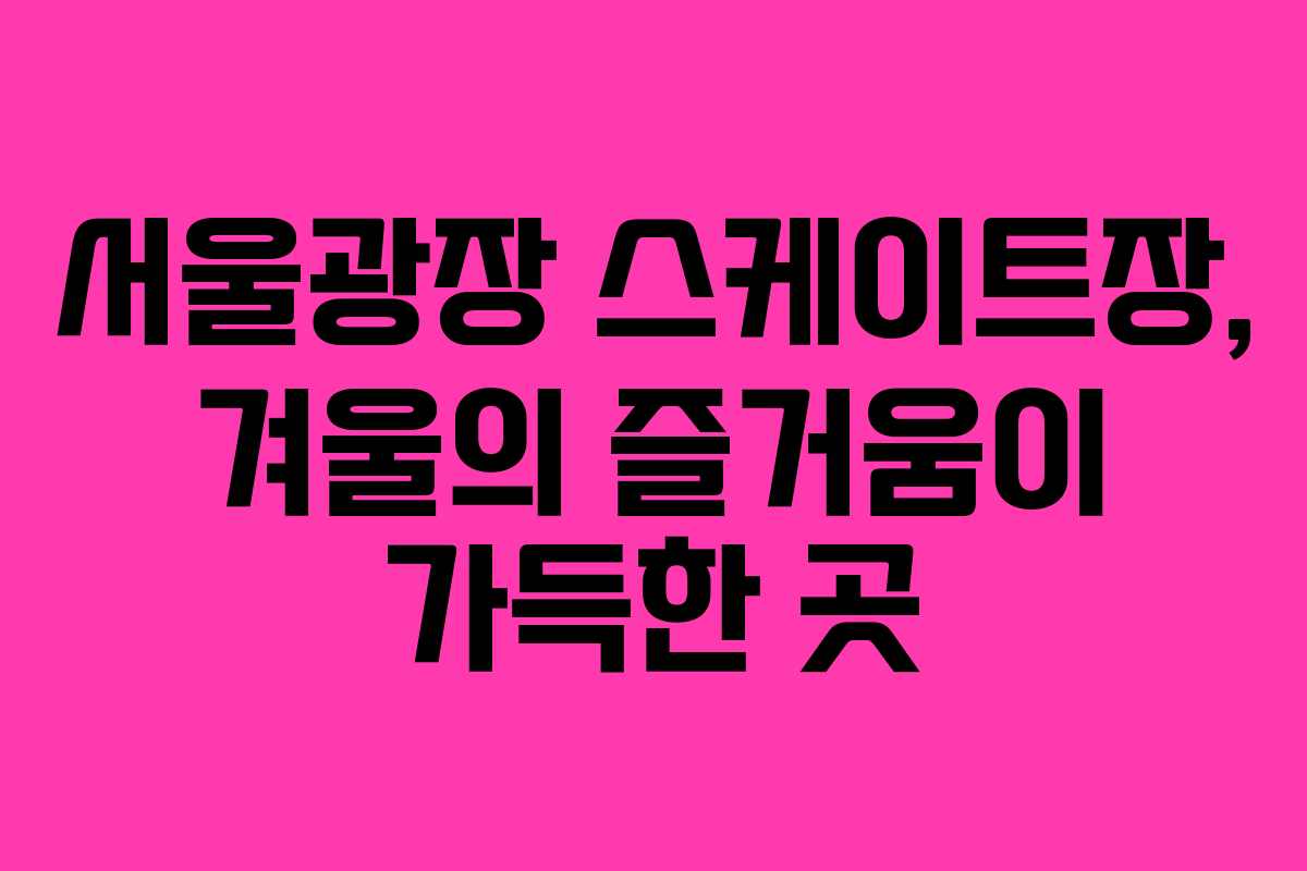 서울광장 스케이트장, 겨울의 즐거움이 가득한 곳
