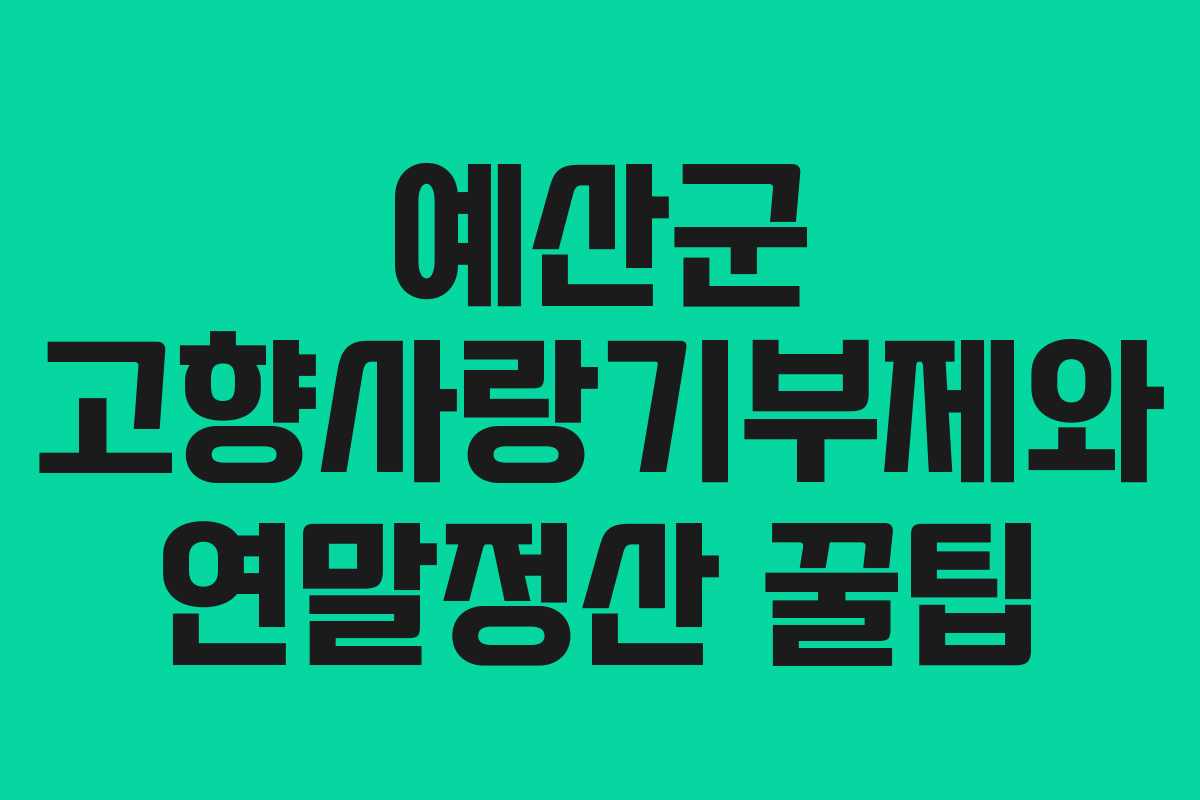 예산군 고향사랑기부제와 연말정산 꿀팁