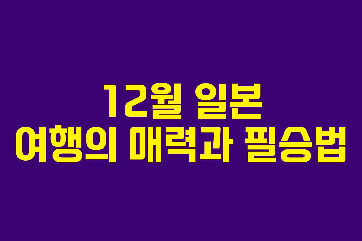 12월 일본 여행의 매력과 필승법