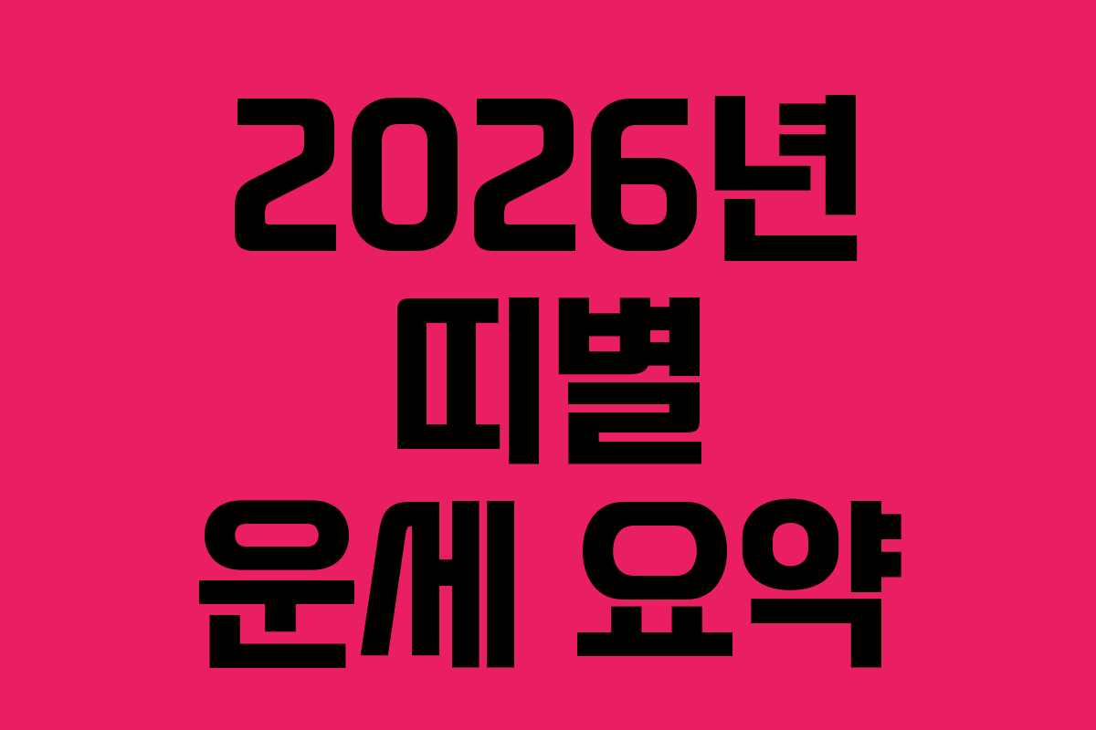 2026년 띠별 운세 요약