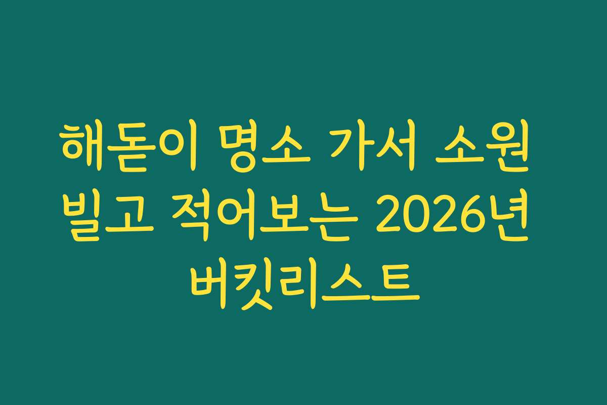 해돋이 명소 가서 소원 빌고 적어보는 2026년 버킷리스트