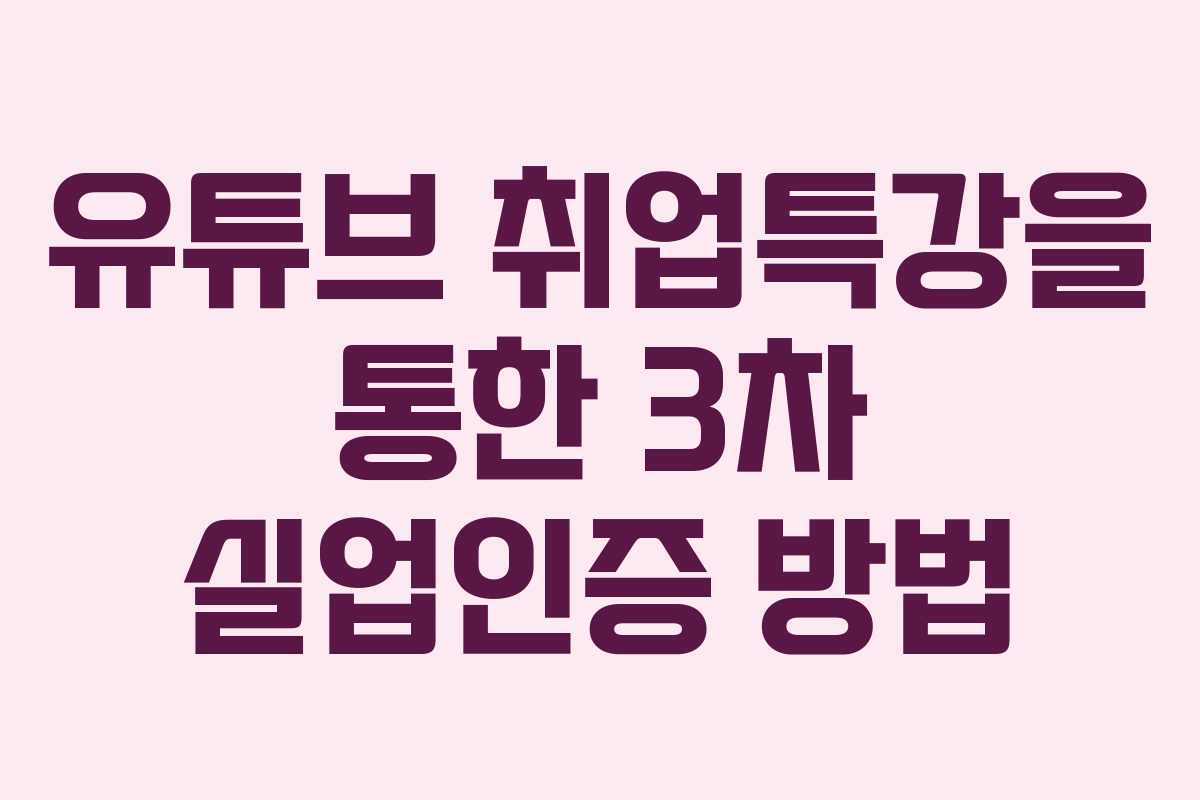 유튜브 취업특강을 통한 3차 실업인증 방법