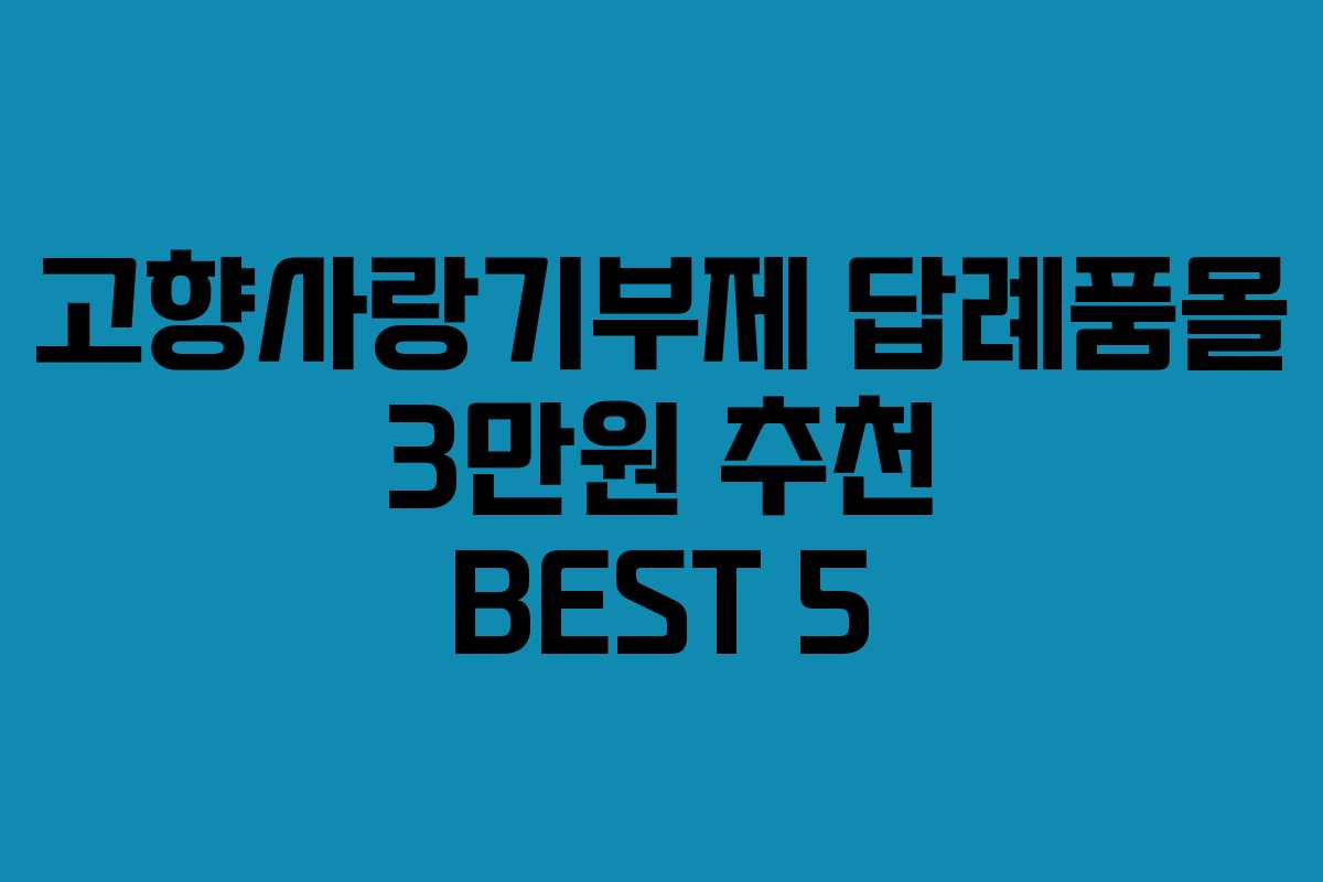 고향사랑기부제 답례품몰 3만원 추천 BEST 5