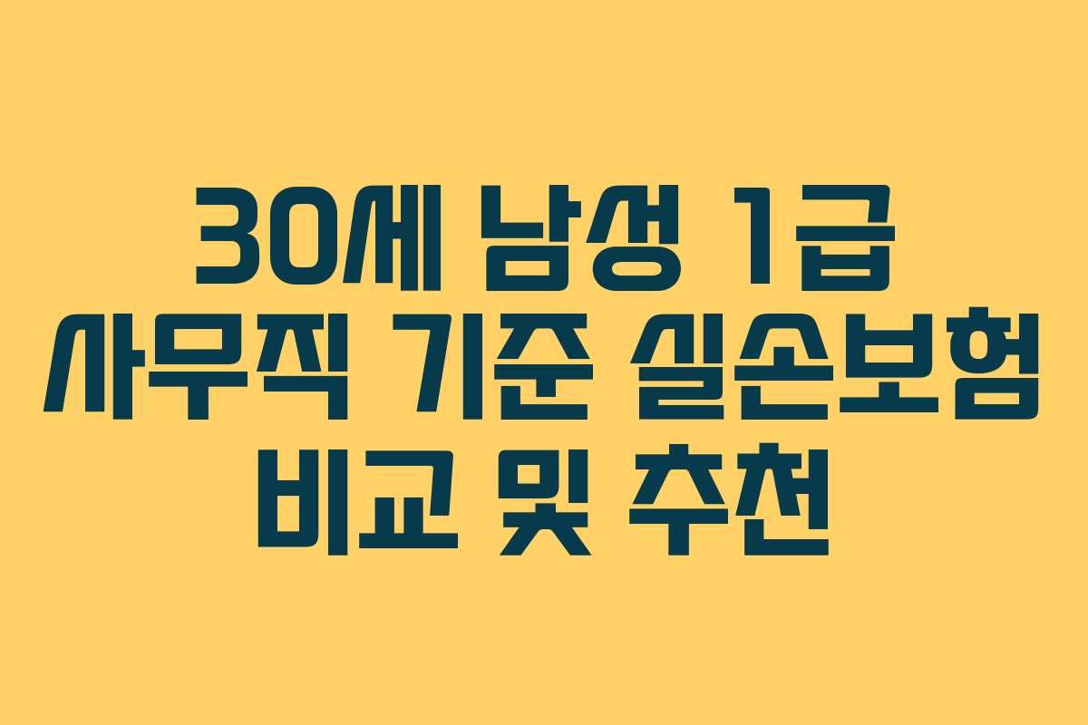 30세 남성 1급 사무직 기준 실손보험 비교 및 추천
