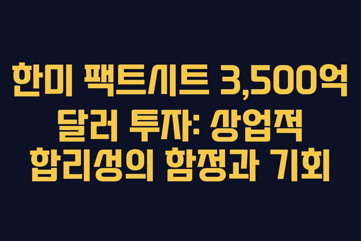 한미 팩트시트 3,500억 달러 투자: 상업적 합리성의 함정과 기회