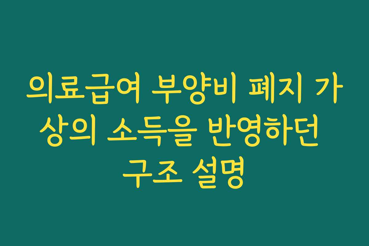 의료급여 부양비 폐지 가상의 소득을 반영하던 구조 설명