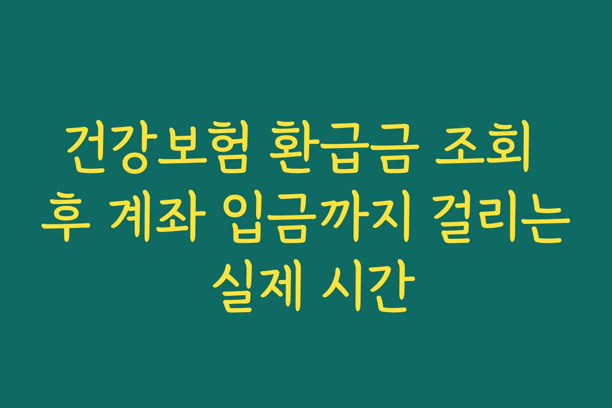 건강보험 환급금 조회 후 계좌 입금까지 걸리는 실제 시간
