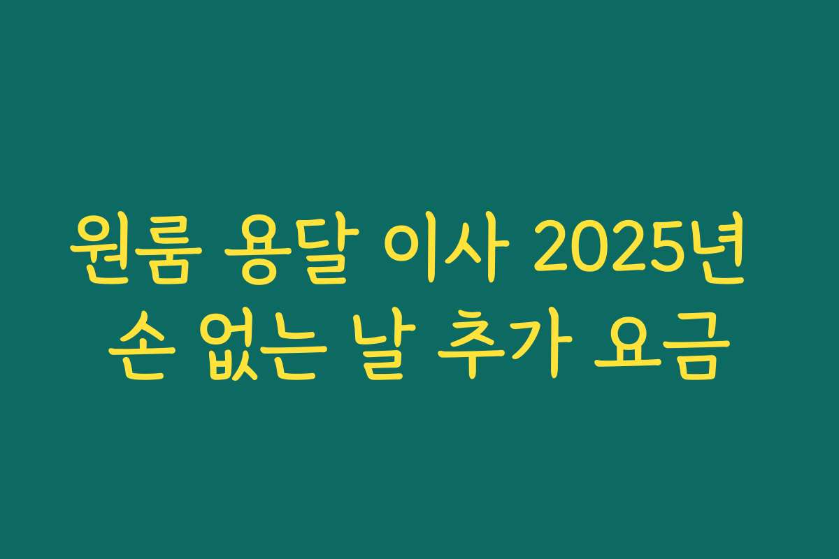 원룸 용달 이사 2025년 손 없는 날 추가 요금