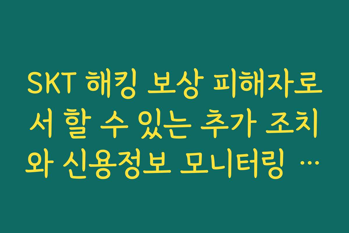 SKT 해킹 보상 피해자로서 할 수 있는 추가 조치와 신용정보 모니터링 방법