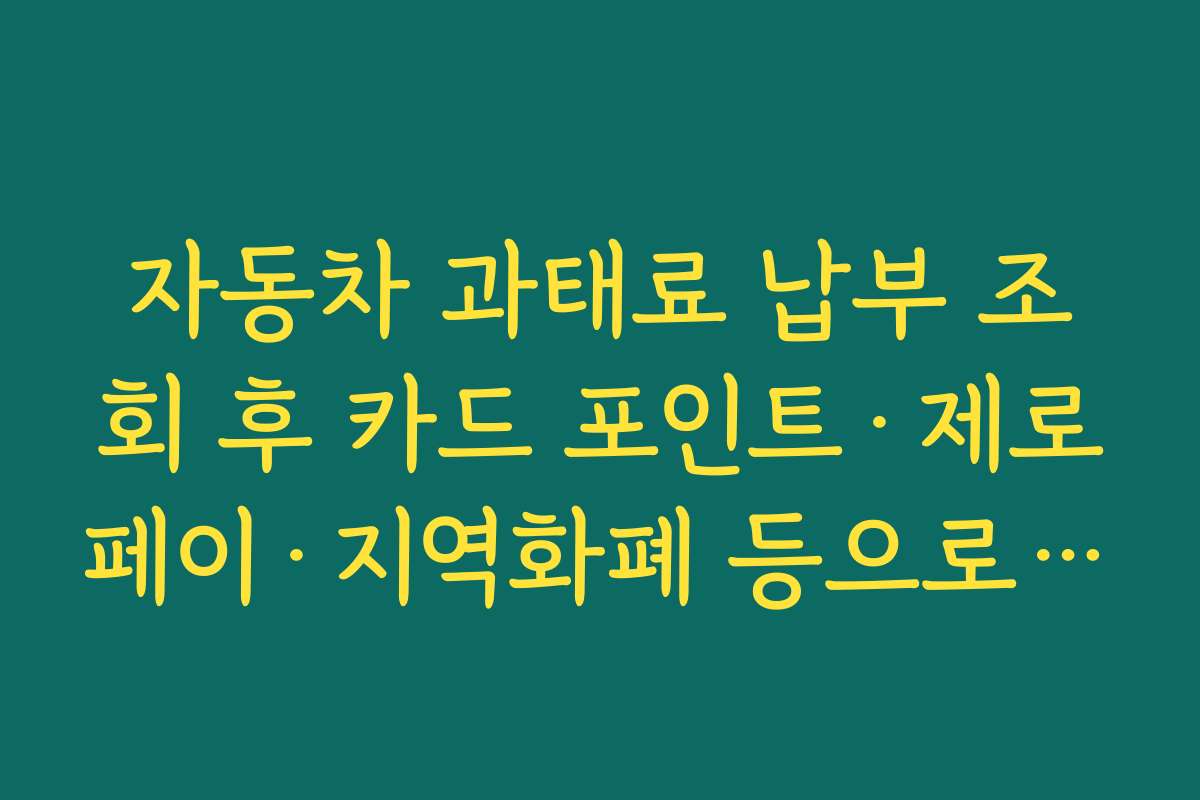자동차 과태료 납부 조회 후 카드 포인트·제로페이·지역화폐 등으로 납부 가능한지 확인하기