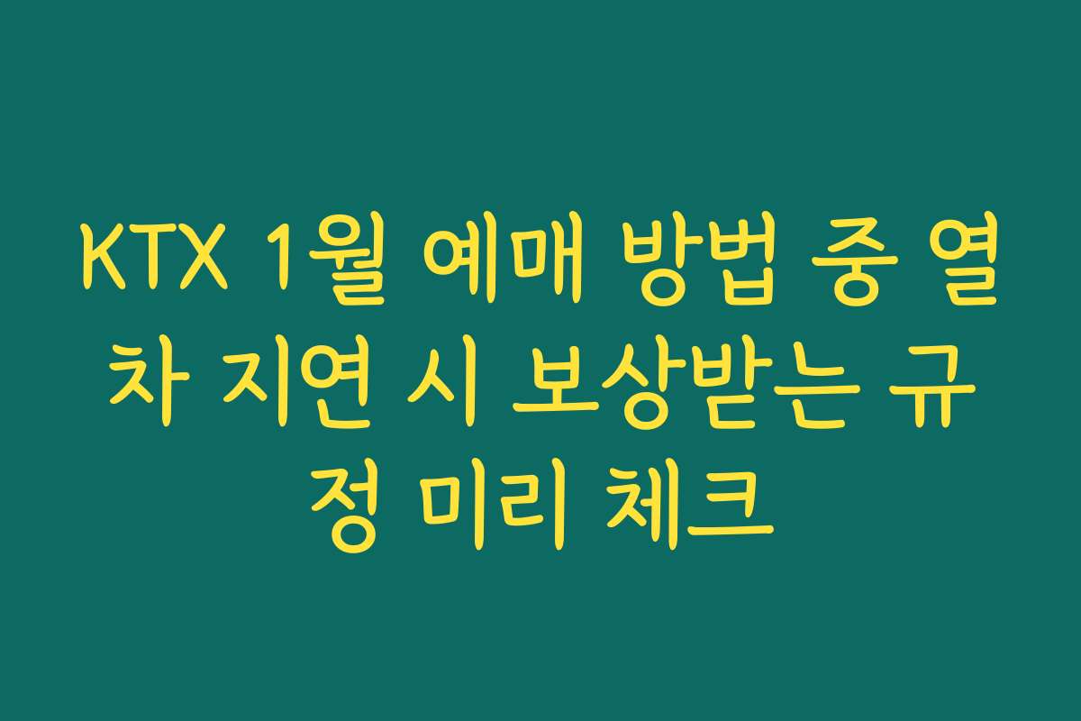 KTX 1월 예매 방법 중 열차 지연 시 보상받는 규정 미리 체크