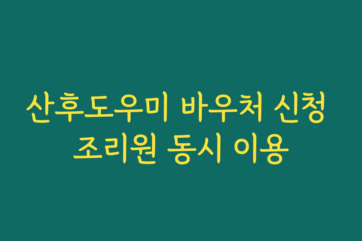 산후도우미 바우처 신청 조리원 동시 이용