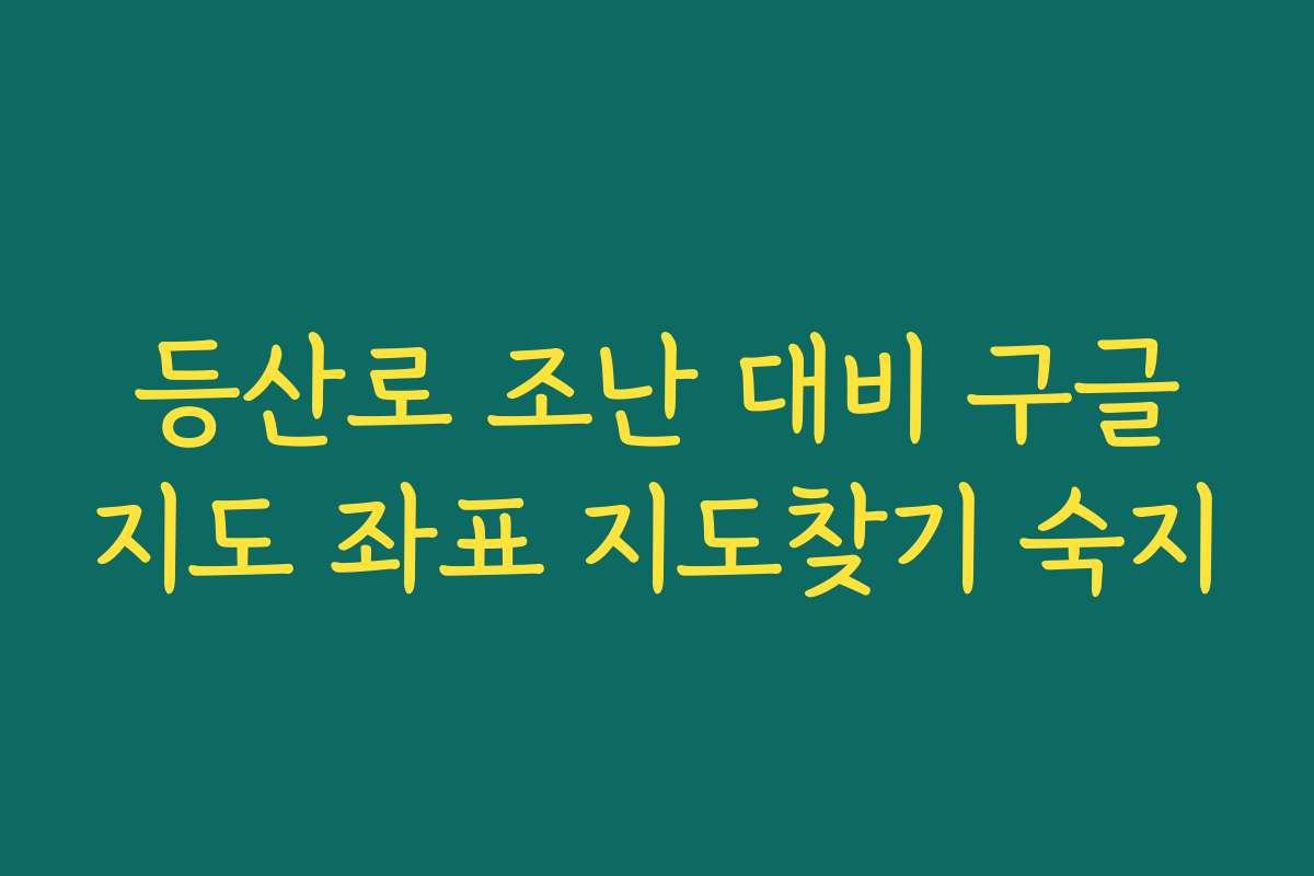 등산로 조난 대비 구글지도 좌표 지도찾기 숙지
