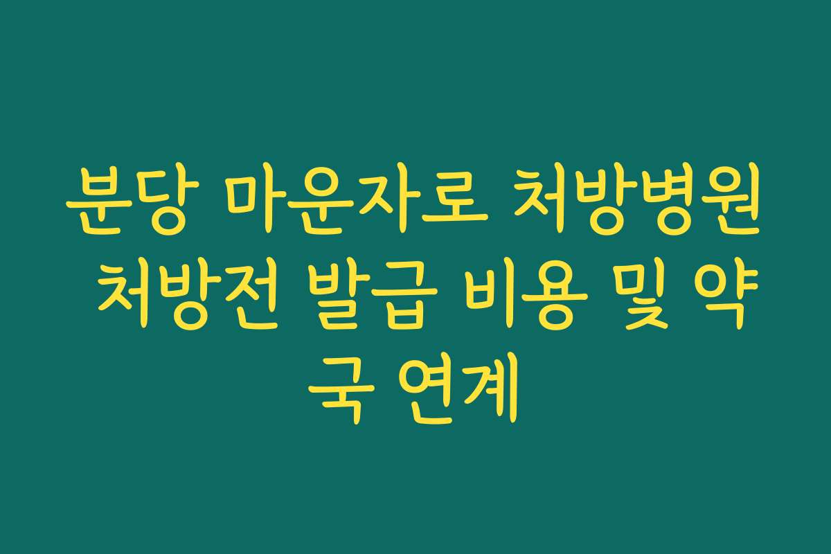 분당 마운자로 처방병원 처방전 발급 비용 및 약국 연계