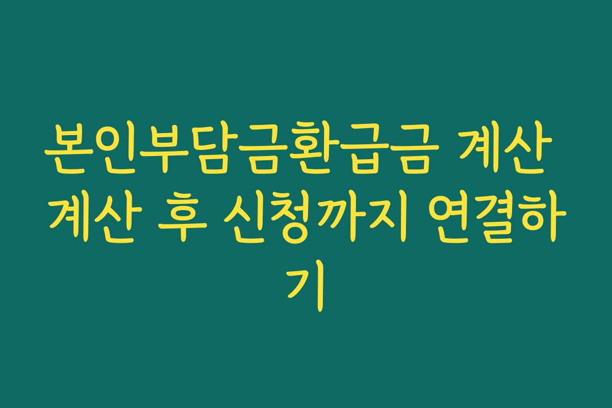 본인부담금환급금 계산 계산 후 신청까지 연결하기