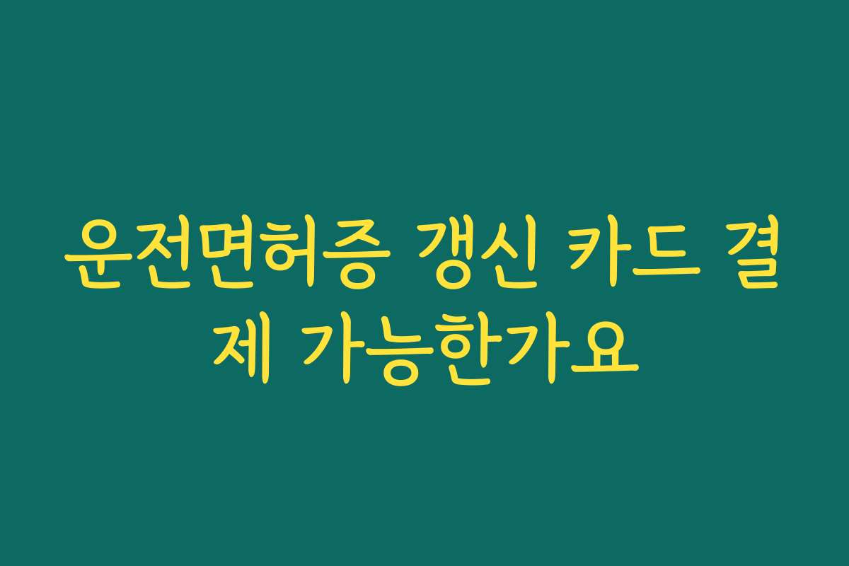 운전면허증 갱신 카드 결제 가능한가요