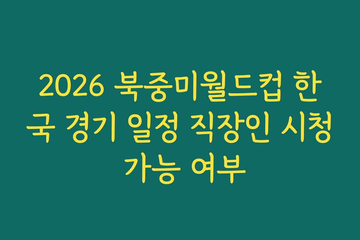 2026 북중미월드컵 한국 경기 일정 직장인 시청 가능 여부
