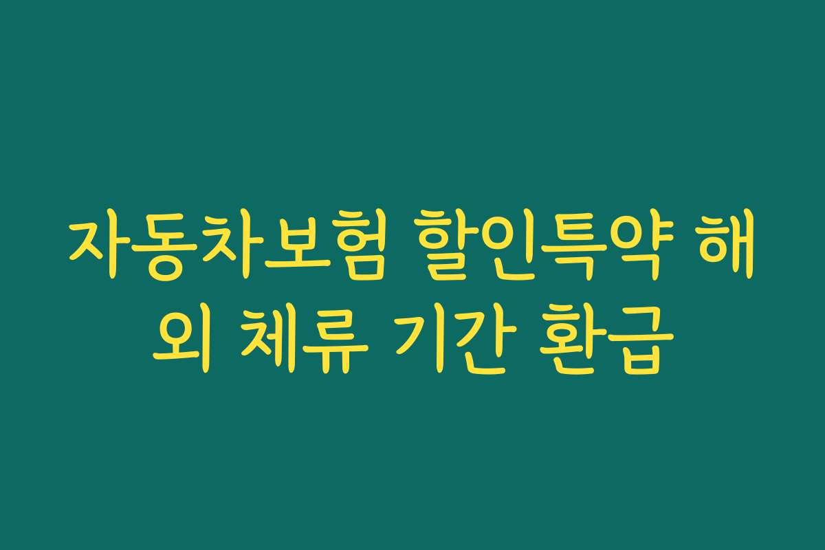 자동차보험 할인특약 해외 체류 기간 환급