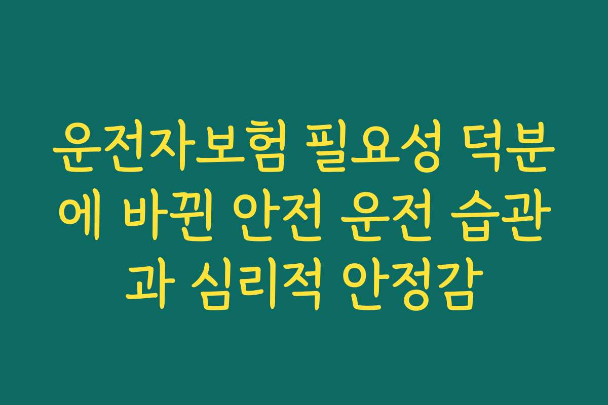 운전자보험 필요성 덕분에 바뀐 안전 운전 습관과 심리적 안정감
