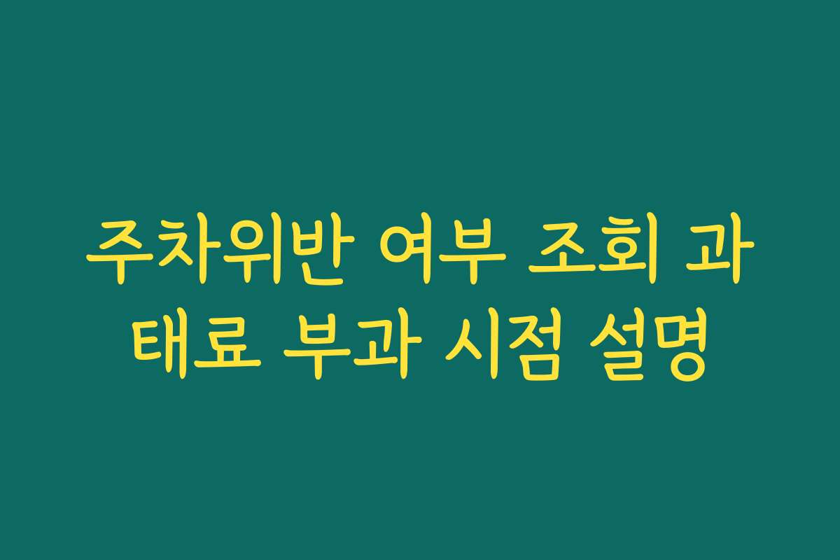 주차위반 여부 조회 과태료 부과 시점 설명