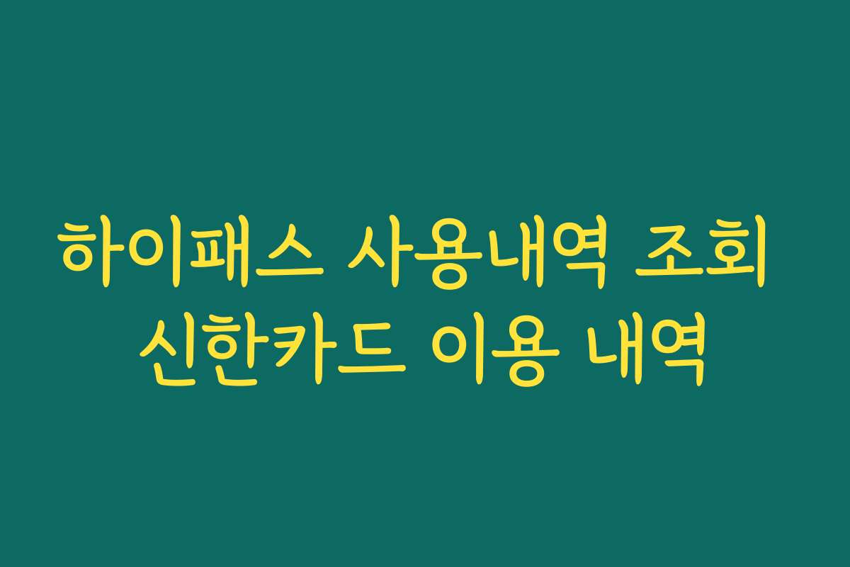 하이패스 사용내역 조회 신한카드 이용 내역