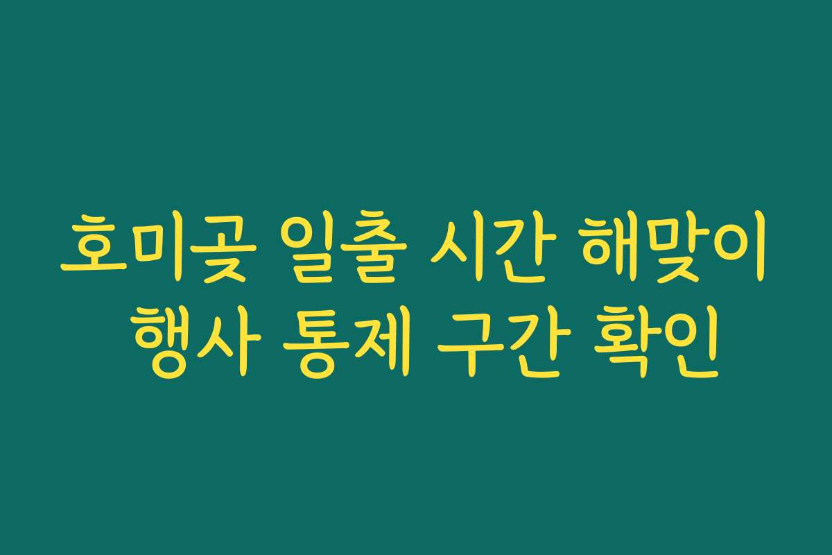 호미곶 일출 시간 해맞이 행사 통제 구간 확인
