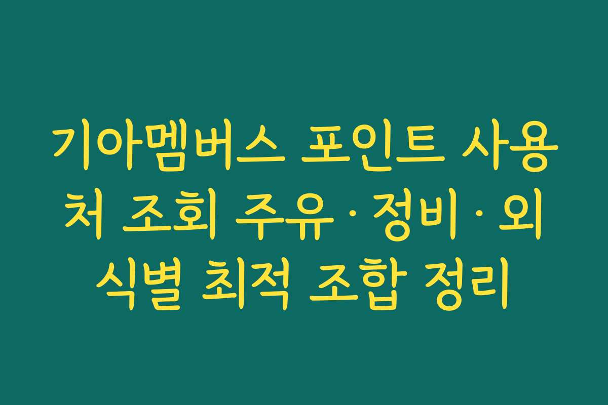 기아멤버스 포인트 사용처 조회 주유·정비·외식별 최적 조합 정리