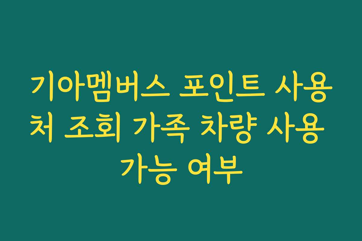 기아멤버스 포인트 사용처 조회 가족 차량 사용 가능 여부