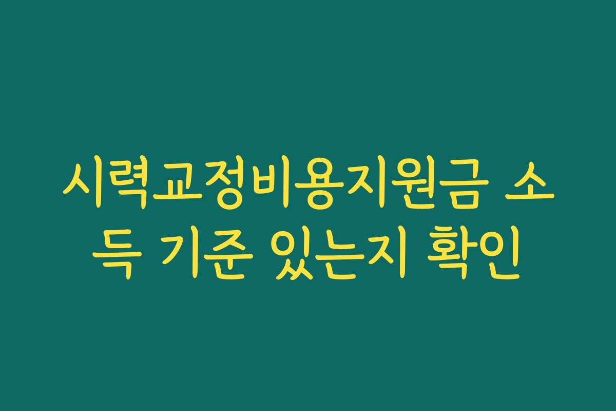 시력교정비용지원금 소득 기준 있는지 확인