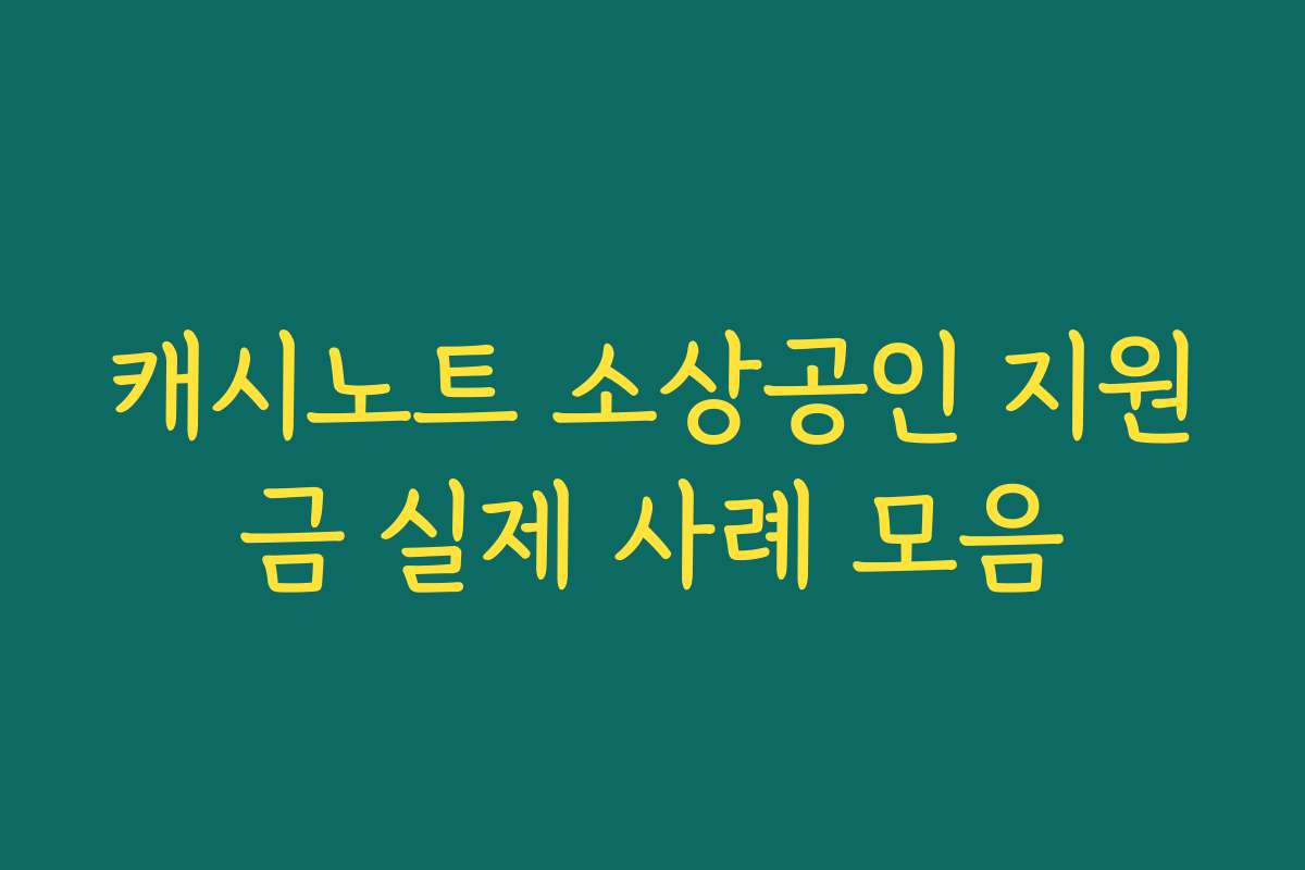 캐시노트 소상공인 지원금 실제 사례 모음