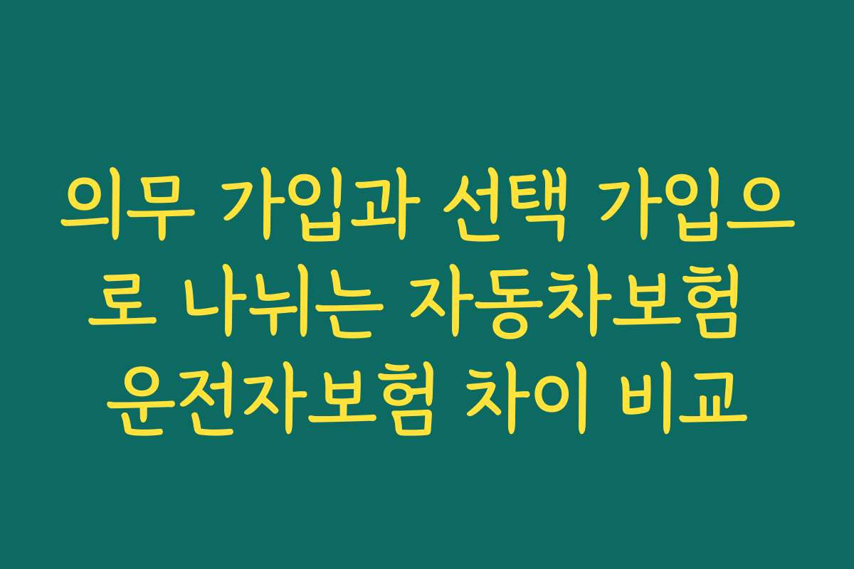 의무 가입과 선택 가입으로 나뉘는 자동차보험 운전자보험 차이 비교